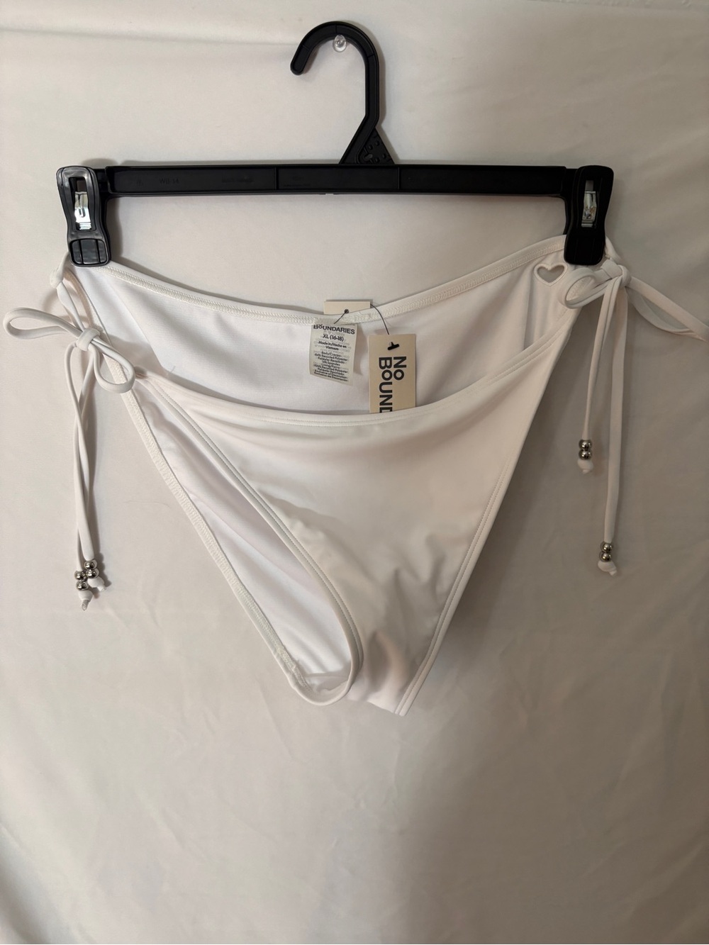 No Boundaries White Side-Tie Bikini Bottom with Heart Accent